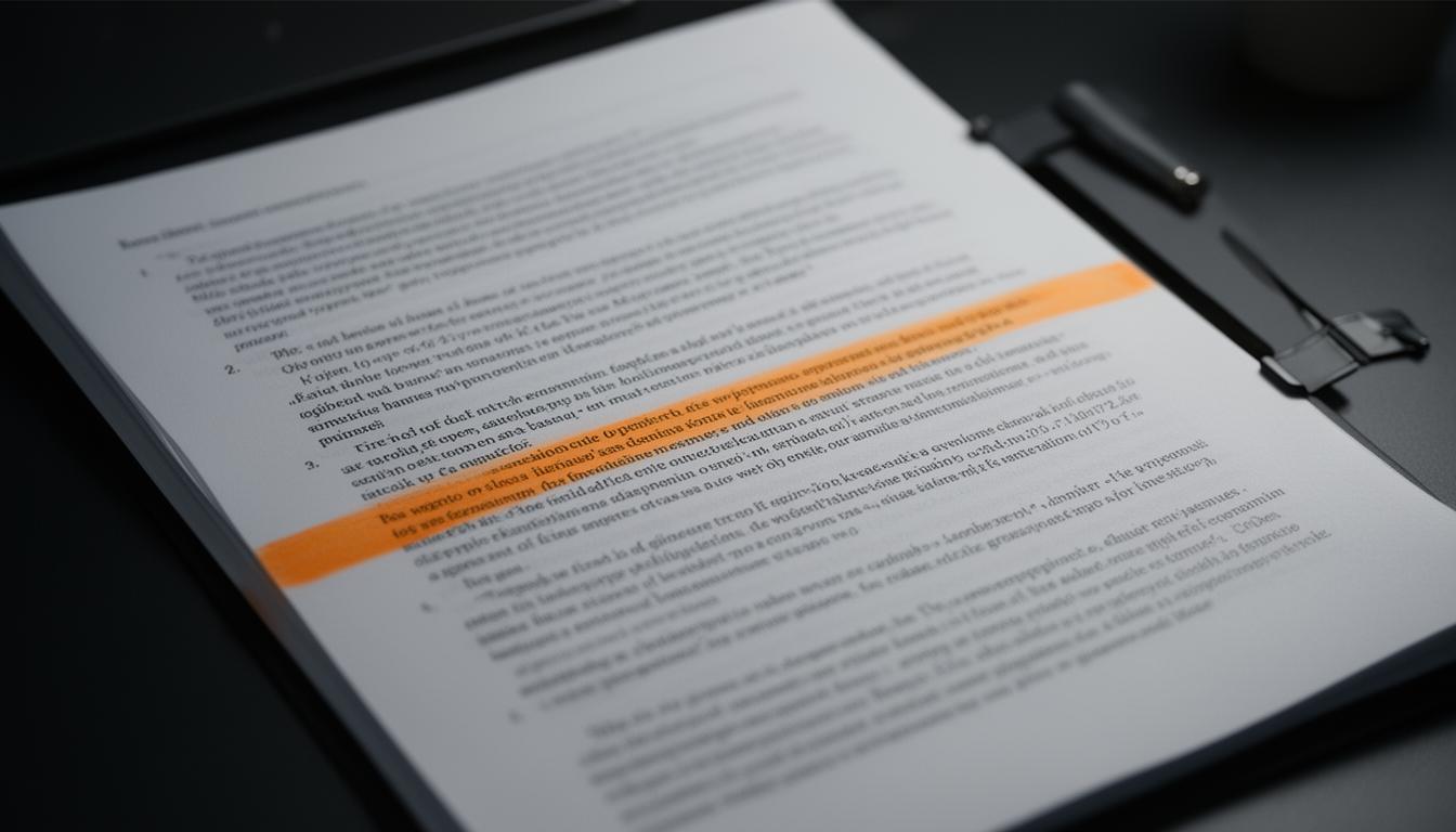 An open printed research paper with one line marked by a highlighter stripe